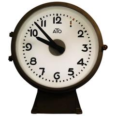 Vintage French Factory Ato Lepaute Brillie Station Railway Clock Industrial