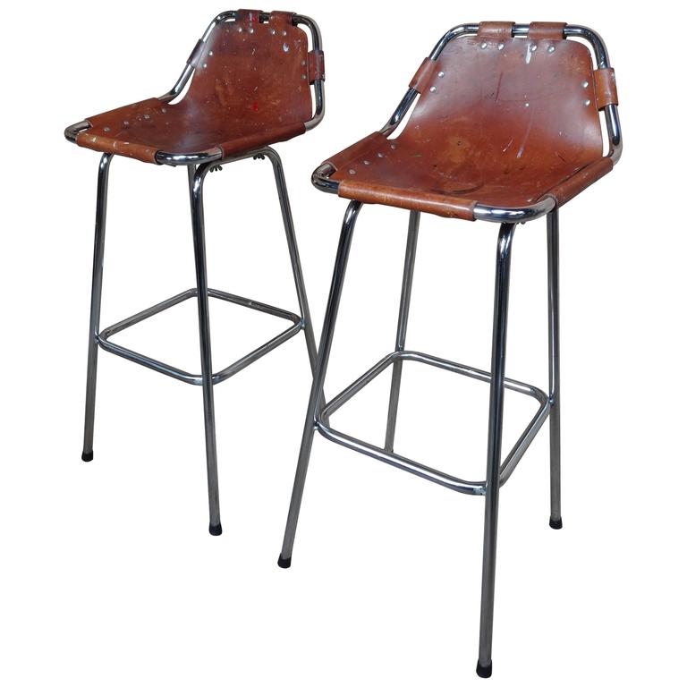 Selected by Charlotte Perriand for the Les Arcs Ski Resort, Two High Bar Stools
