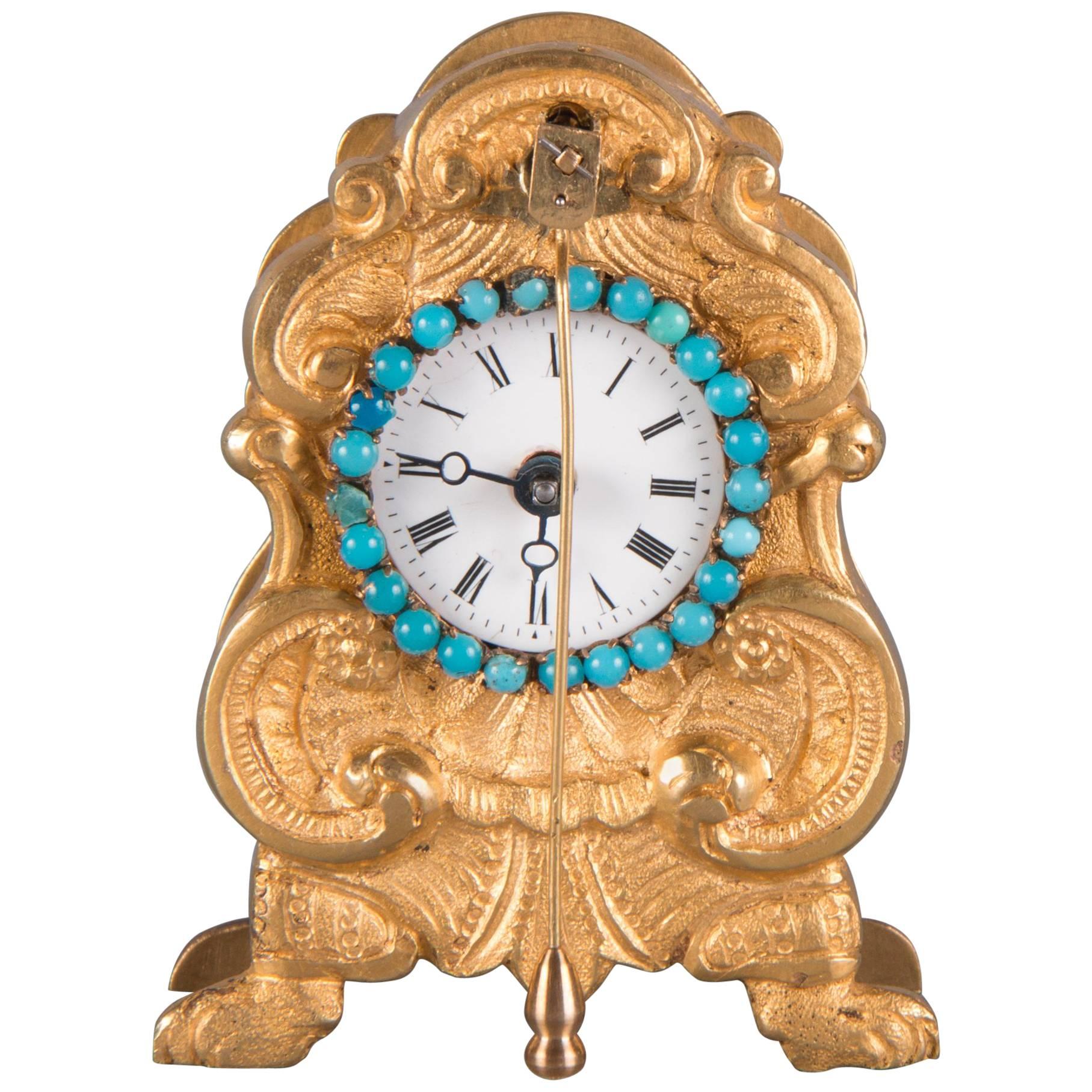 Tiny Ticker with Turquoises, Vienna, circa 1830 For Sale