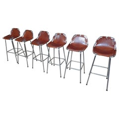 Selected by Charlotte Perriand for the Les Arcs Ski Resort, Six High Bar Stools