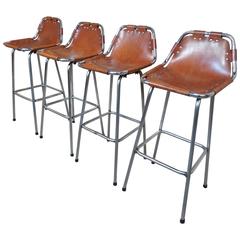 Selected by Charlotte Perriand for the Les Arcs Ski Resort, Four High Bar Stools