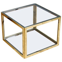 Mid-Century French Brass & Chrome Side Table by Maison Charles, circa 1970s