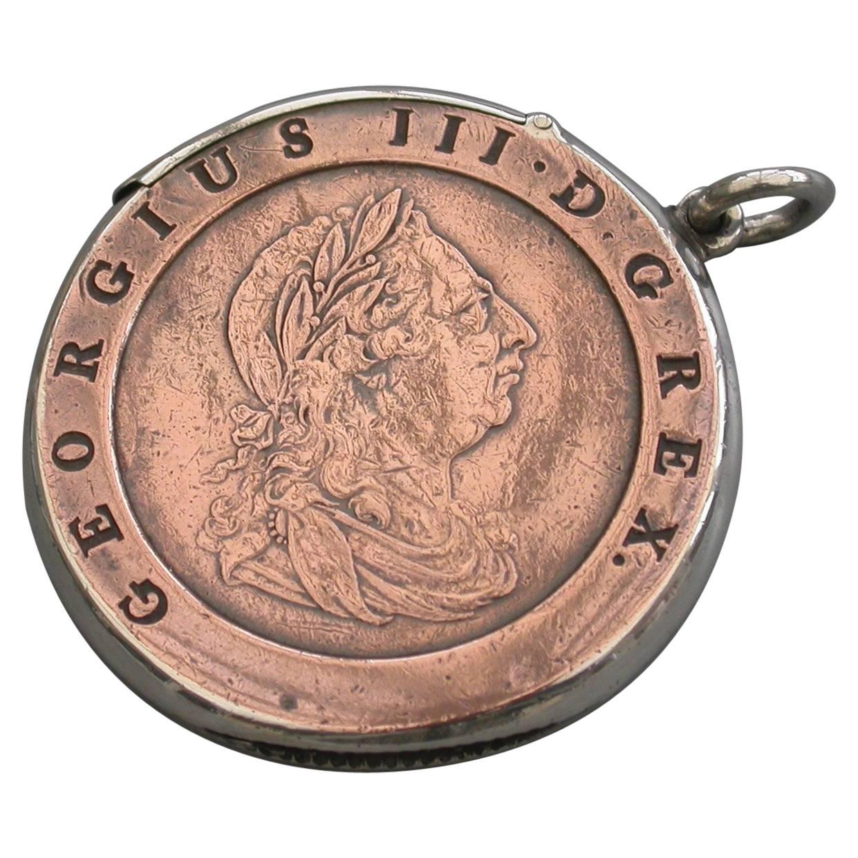 George III Copper "Cartwheel" Two Pence Coin Vesta Case