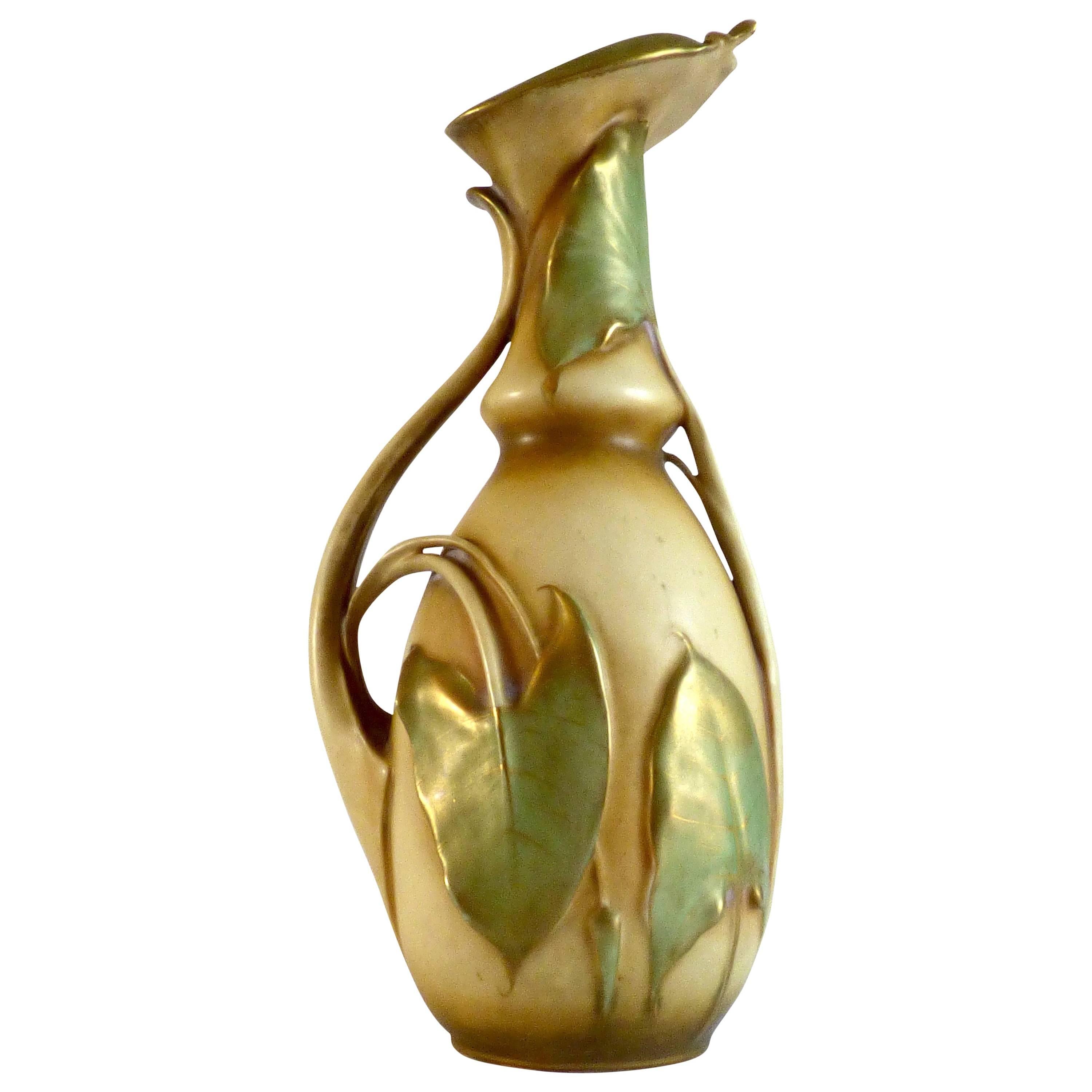 Ceramic Vase Art Nouveau Pottery Turn-Teplitz Bohemia Amphora, Austria For Sale