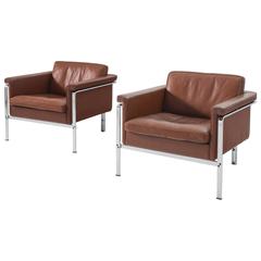 Horst Bruning Lounge Chairs in Brown Leather
