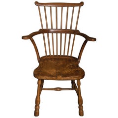 Rare Pennsylvanian Hickory and Maple 'Windsor' Comb-Back Chair, Mid-18th Century