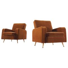 Pair of Velvet Italian Armchairs