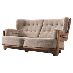 Guillerme & Chambron Sofa in Oak and Fabric