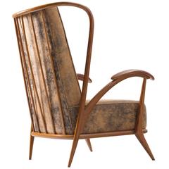 Giuseppe Scapinelli Rare Lounge Chair in Rosewood and Suede