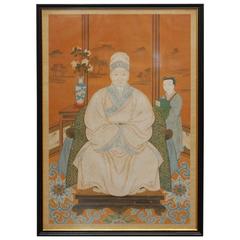 Chinese Watercolor Ancestor Portrait