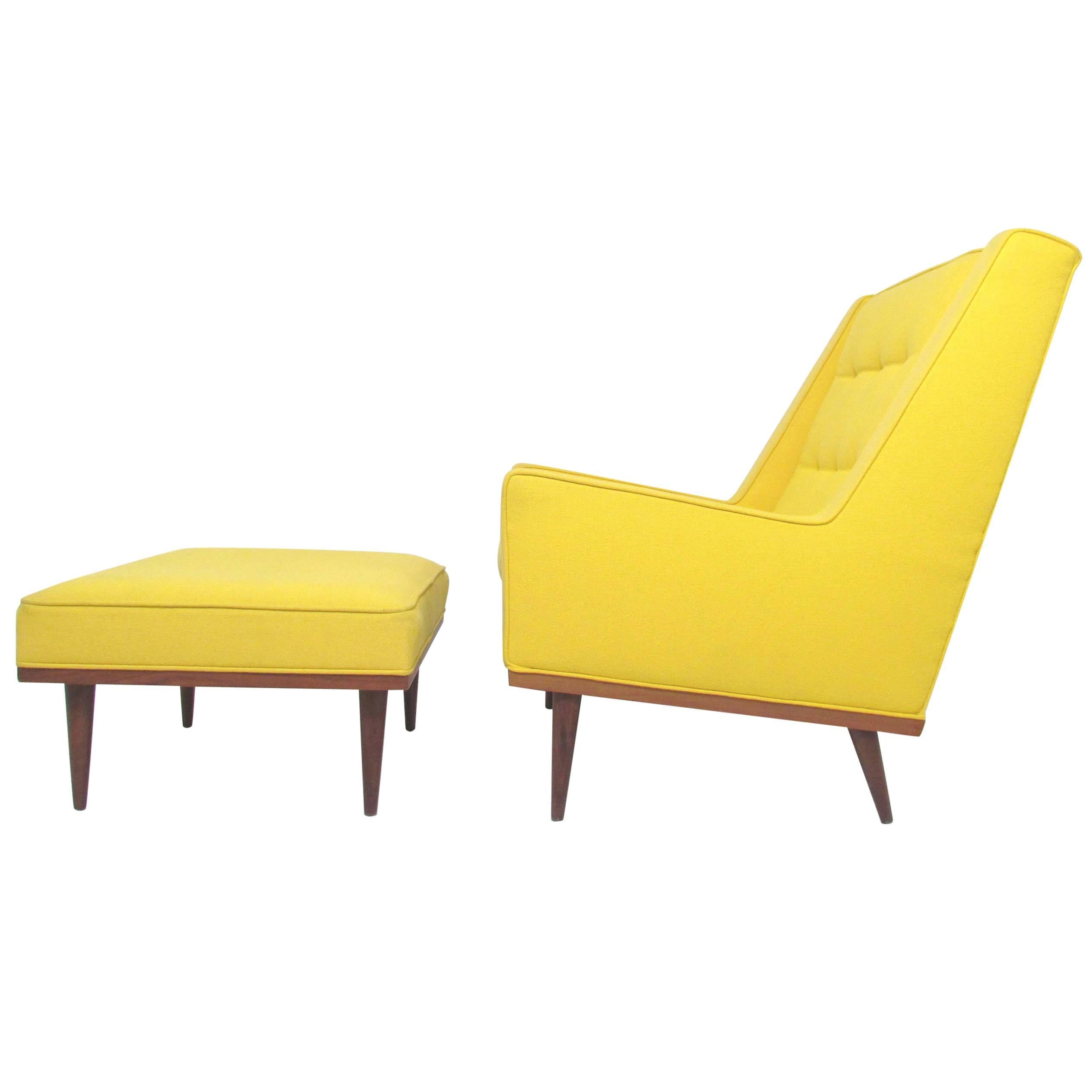 Mid-Century Articulate "King" Lounge Chair with Ottoman by Milo Baughman