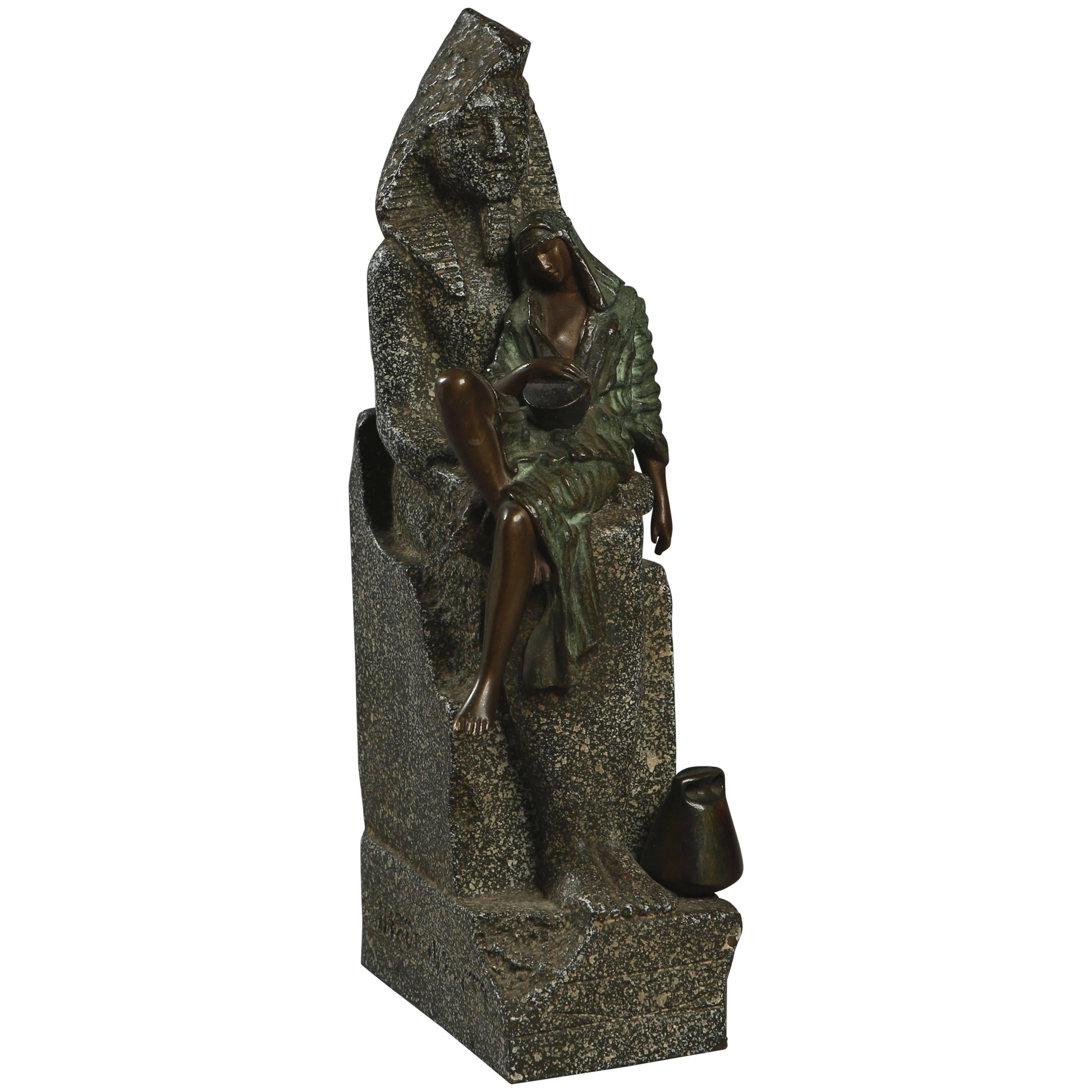 French Bronze Sculpture of a Sleeping Egyptian Musician by Gaston Leroux For Sale