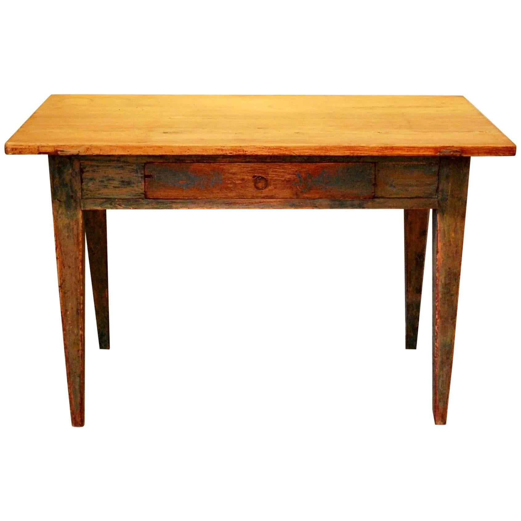 Antique Swedish Painted Writing Table with One Drawer, circa 1830