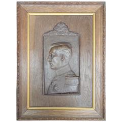 Oak and Plaster Cameo 1909 Royal Coronation Plaque of King Albert of Belgium 11