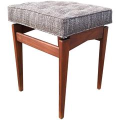 Upholstered Stool in Walnut by Jens Risom