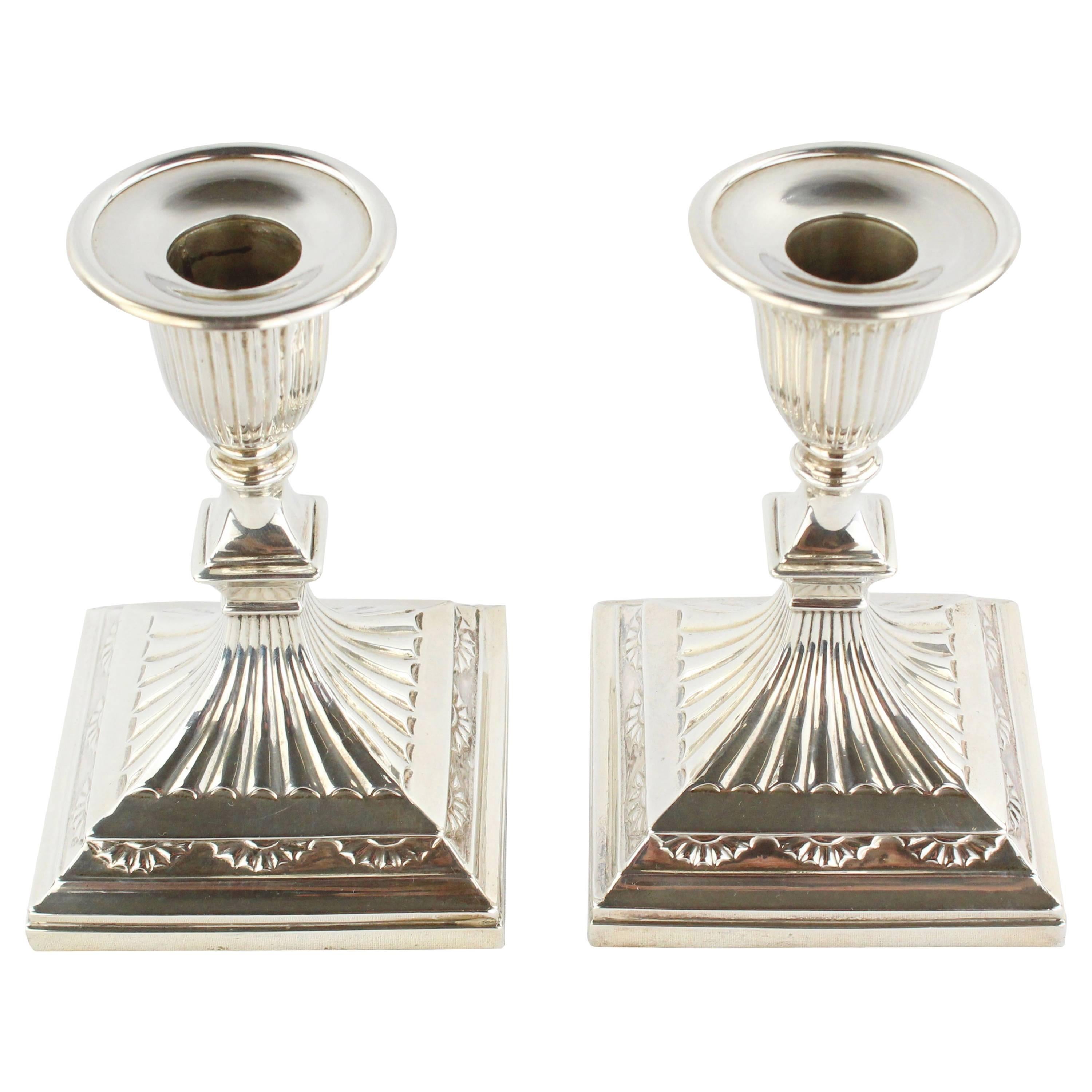 Hallmarked Pair of Candlesticks, 925 Sterling Silver, Sheffield, 1891 For Sale