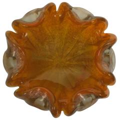 Vintage Italian Murano Art Glass Bowl in Marigold Yellow, Italy 12