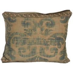 Single Antique Fortuny Fabric Cushion in the Tulipano Pattern