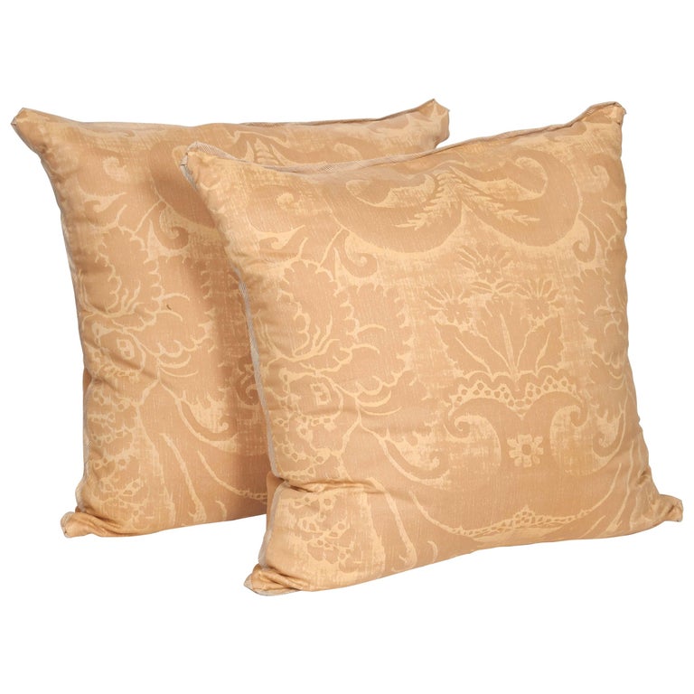 A Pair of Fortuny Fabric Cushions in the Glicine Pattern For Sale