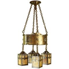 Arts and Crafts Slag Glass Chandelier, circa 1920 11