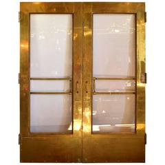 Brass-Clad over Mahogany Double Doors, circa 1900
