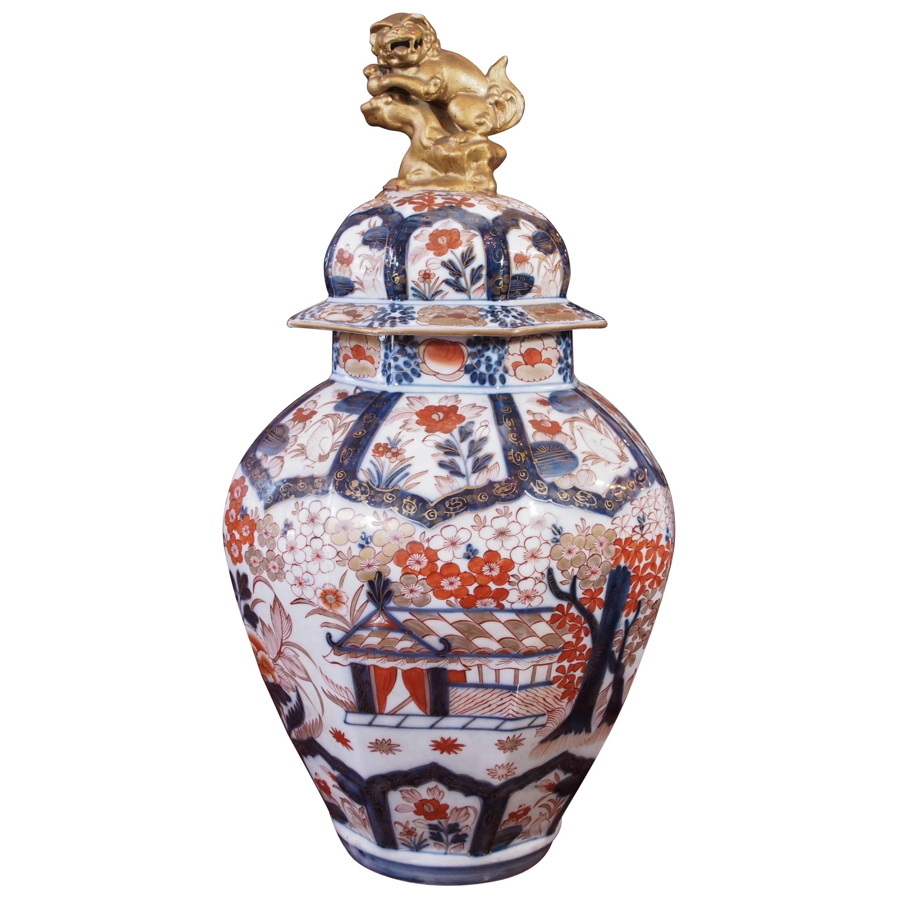 Large Japanese Imari Jar with Lid