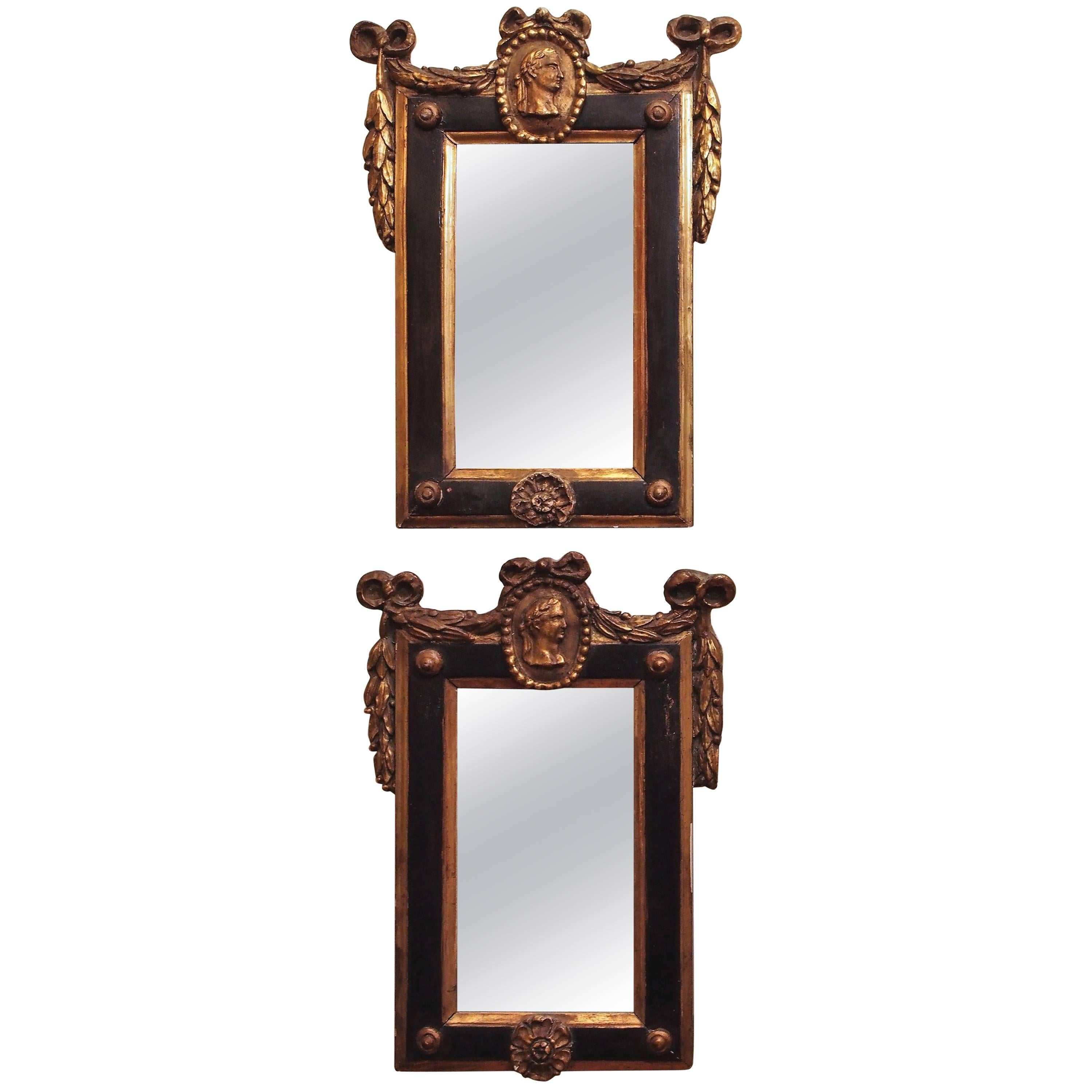 Pair of Italian Louis XVI Painted and Parcel-Gilt Mirrors