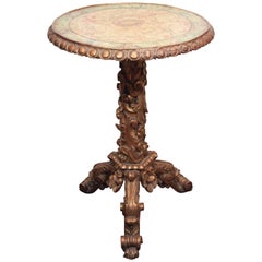 Antique Italian Giltwood and Faux Marble Occasional Table