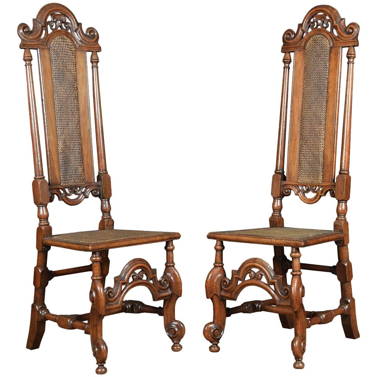 17th Century Walnut High Back Chairs