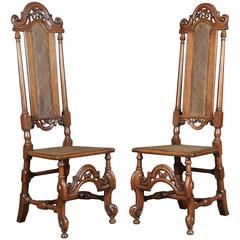 17th Century Walnut High Back Chairs