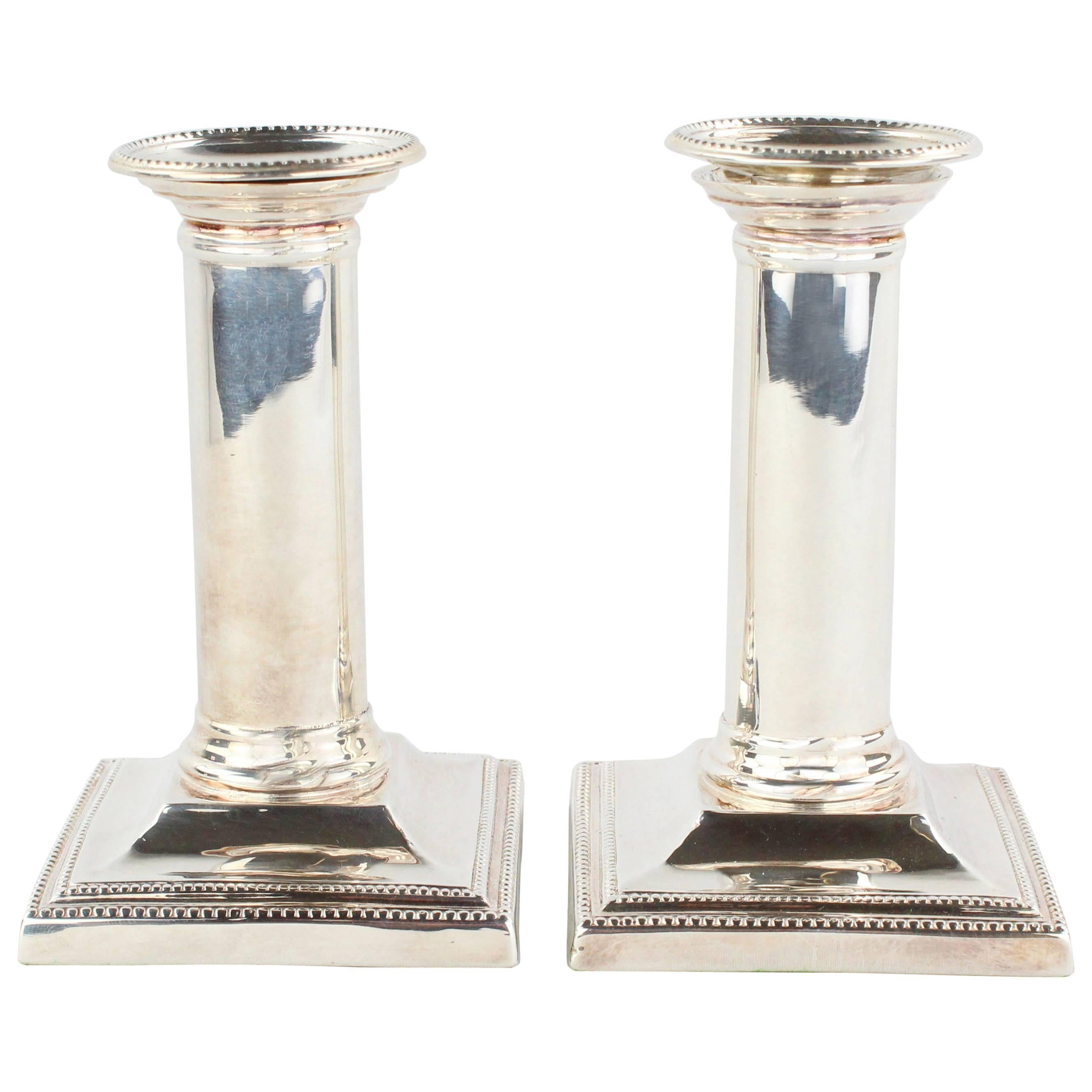 Hallmarked Pair of Candlesticks, 925 Sterling Silver, London, 1900
