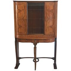 1930s Louis XV Style Inlaid and Lacquered China Cabinet