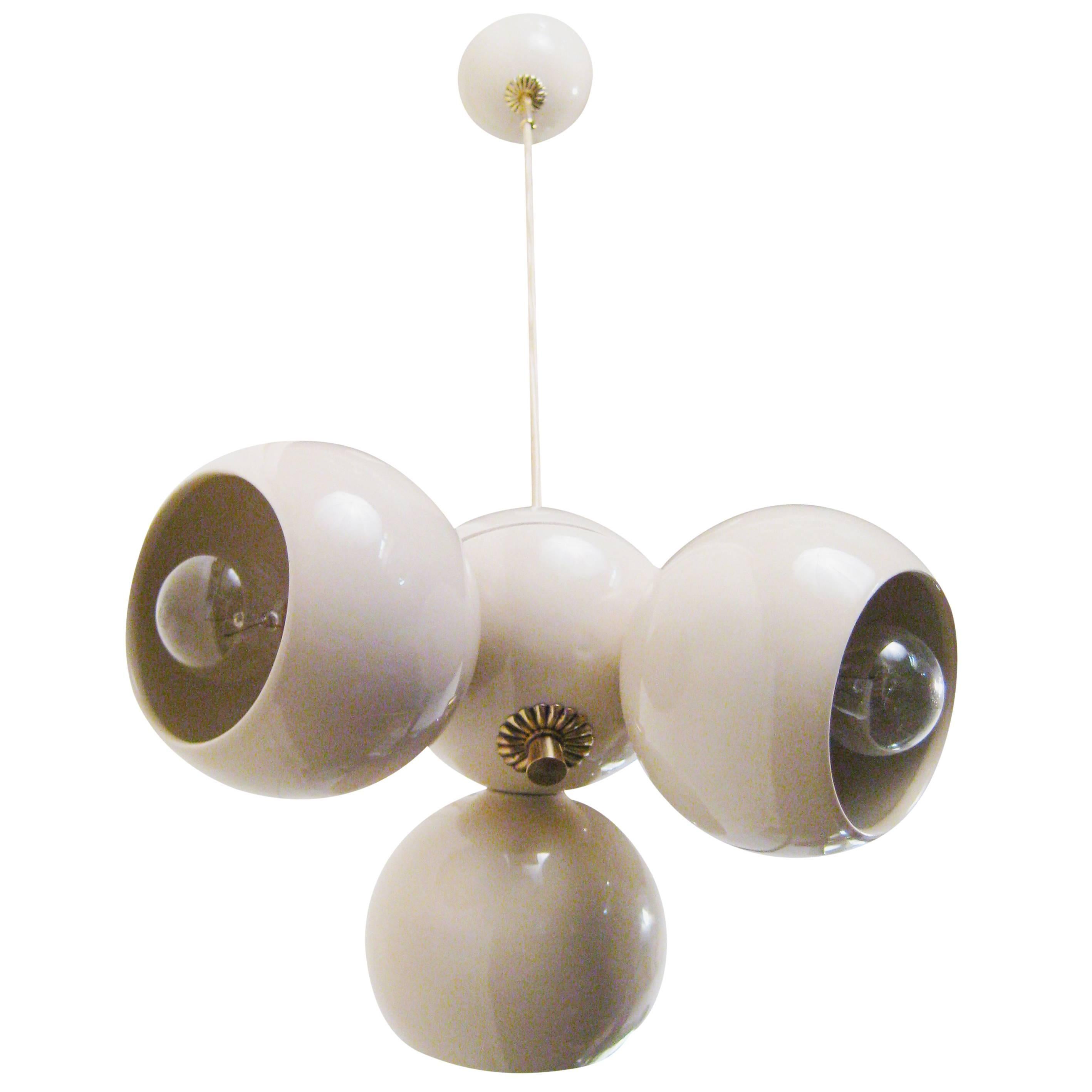 Ceiling Light in Ceramic and Brass, Italy, circa 1950 For Sale