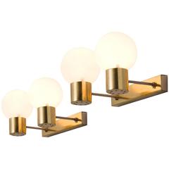 Pair of Brass Opaline Wall Lights 10