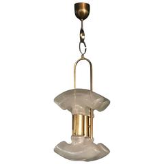 Mid-Century Modern Brass and Pulegoso Murano Glass, Mazzega by Carlo Nason 2