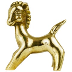 Vintage Walter Bosse Mid-Century Horse Brass Figurine, Hertha Baller, Austria, 1950s