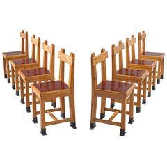 Set of Eight Nautical Chairs in Oak 6