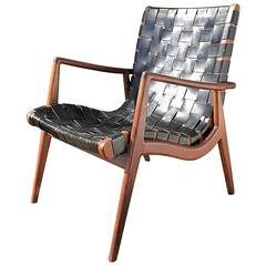 Walnut and Leather Strap Lounge Chair by Mel Smilow 6