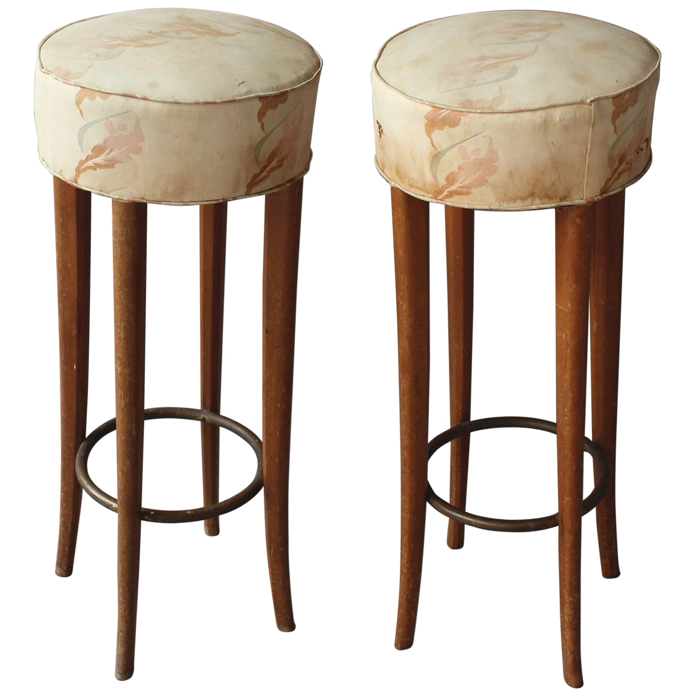 Pair of Fine French Art Deco Bar Stools at 1stdibs