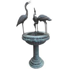 Beautiful Bronze Fountain with Three Egrets
