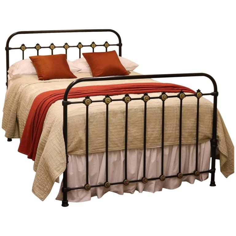 Double Iron Bed with Brass Decoration MD48 at 1stDibs