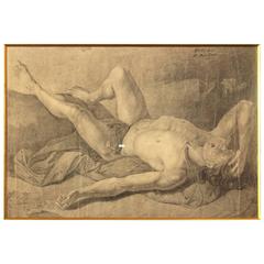 Antique Large Figural Study in Pencil