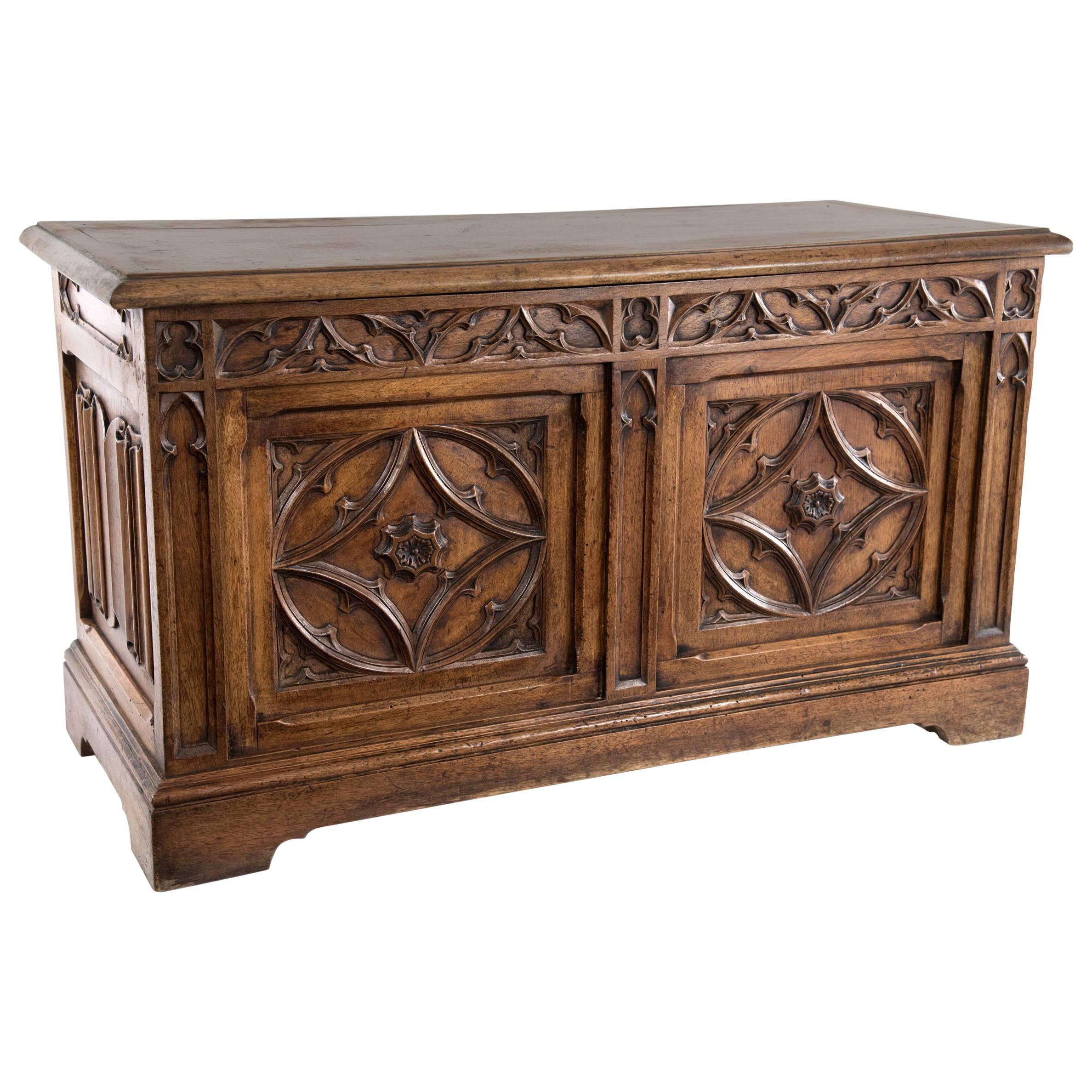French Oak Chest with Gothic Tracery