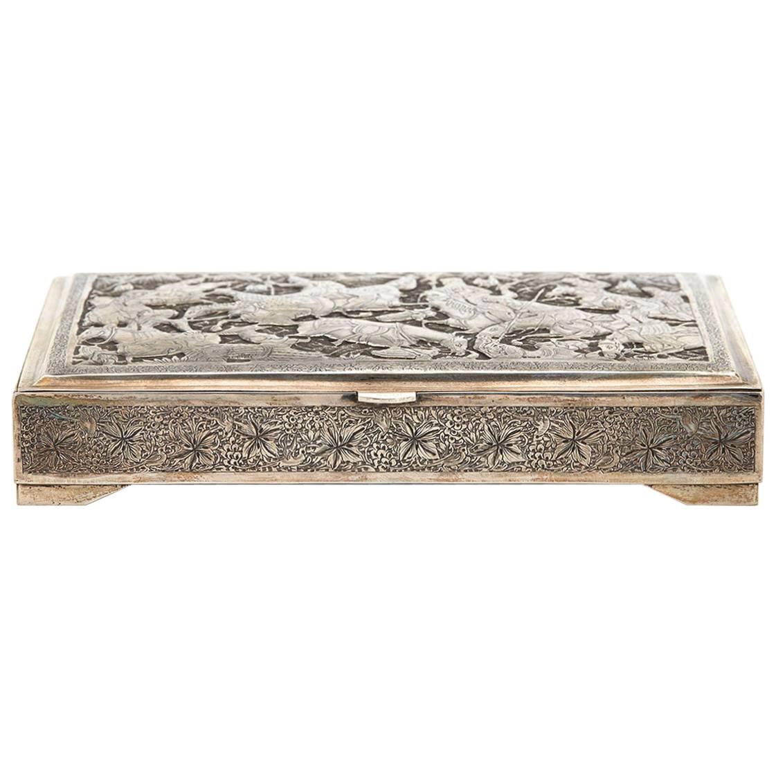 Antique Middle Eastern Silver Holy Casket 19th Century