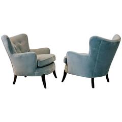 Wicked Wing Back Lounge Chairs in the Style of Frits Henningsen, 1950s