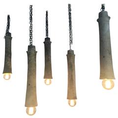 Seven 19th Century French Bisquit Terracotta Pendant Lights