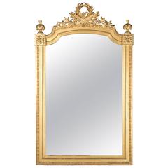 French Louis XVI Style Carved Giltwood Mirror, circa 1820s