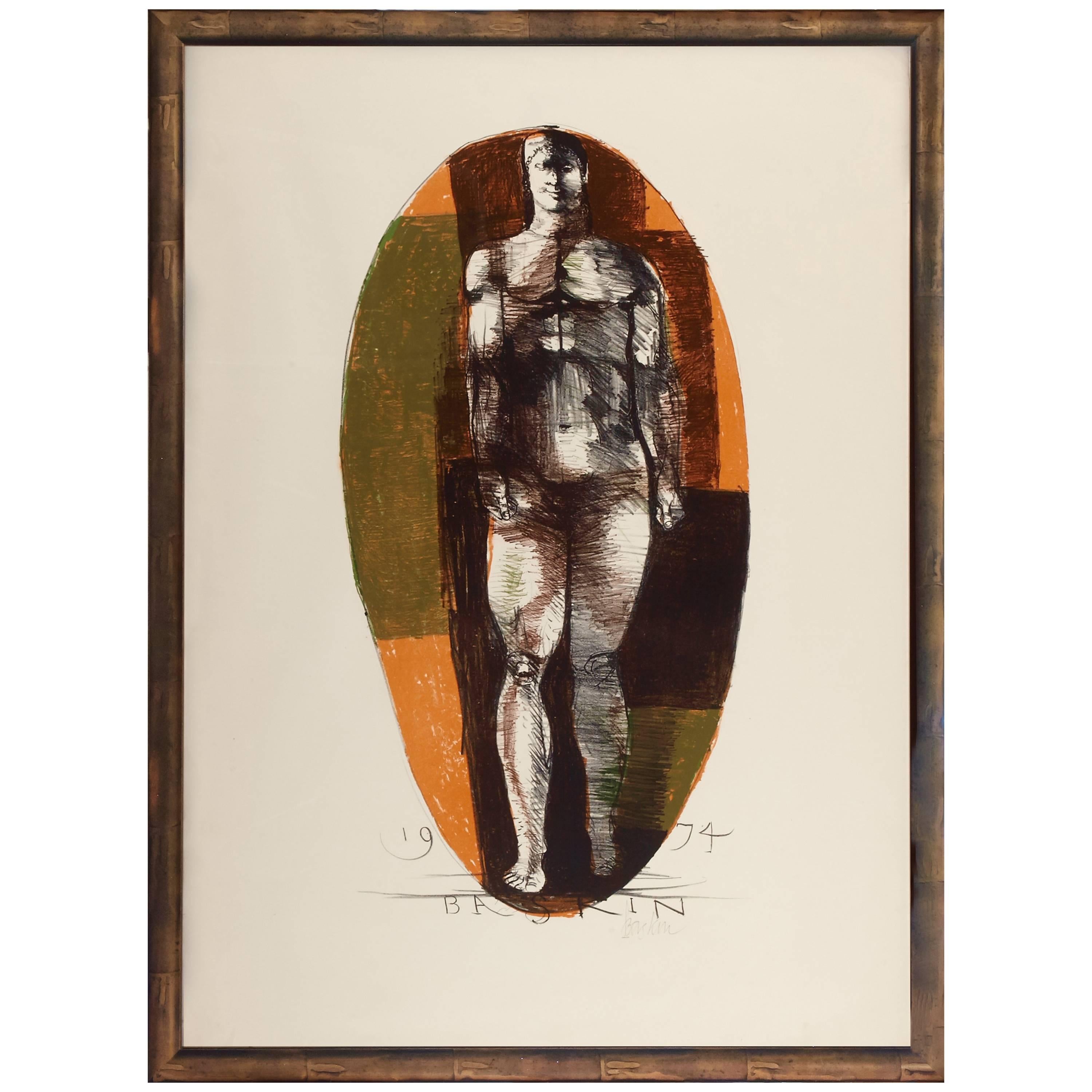 Leonard Baskin, "Universal Man" Four Color Lithograph For Sale