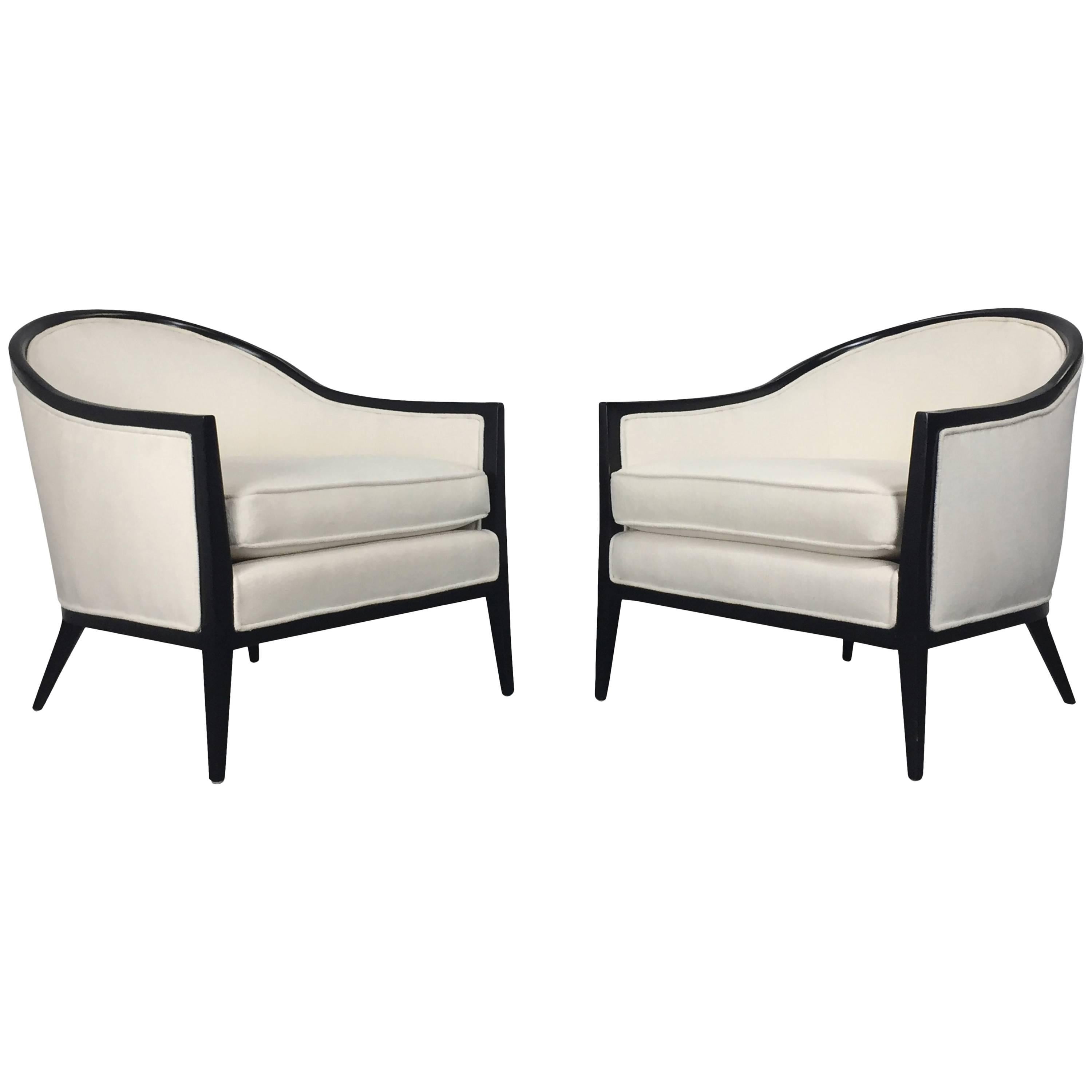 Harvey Probber Ebonized Lounge Chairs, a Pair