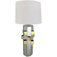 Architectural Chrome and Brass Lamp
